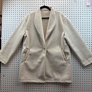 Unbranded Women's Beige Unlined Button Coat - Size Large Oversized
